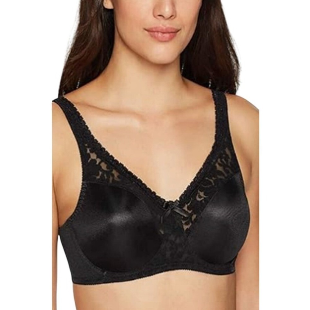 Warner's Underwire Bra Womens 38DD Black Lace Trim Satin Support CA02544